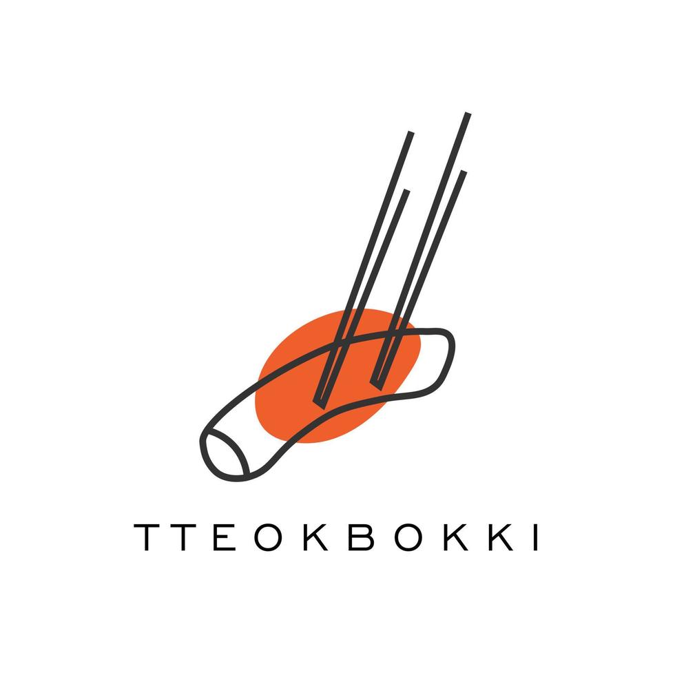 koreaans tteokbokki lineart illustratie logo vector