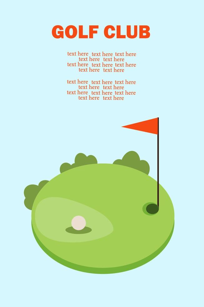 poster of poster van een golfbaan met een plaatsje onder de tekst. Golf Club. leuke buitensporten. vector