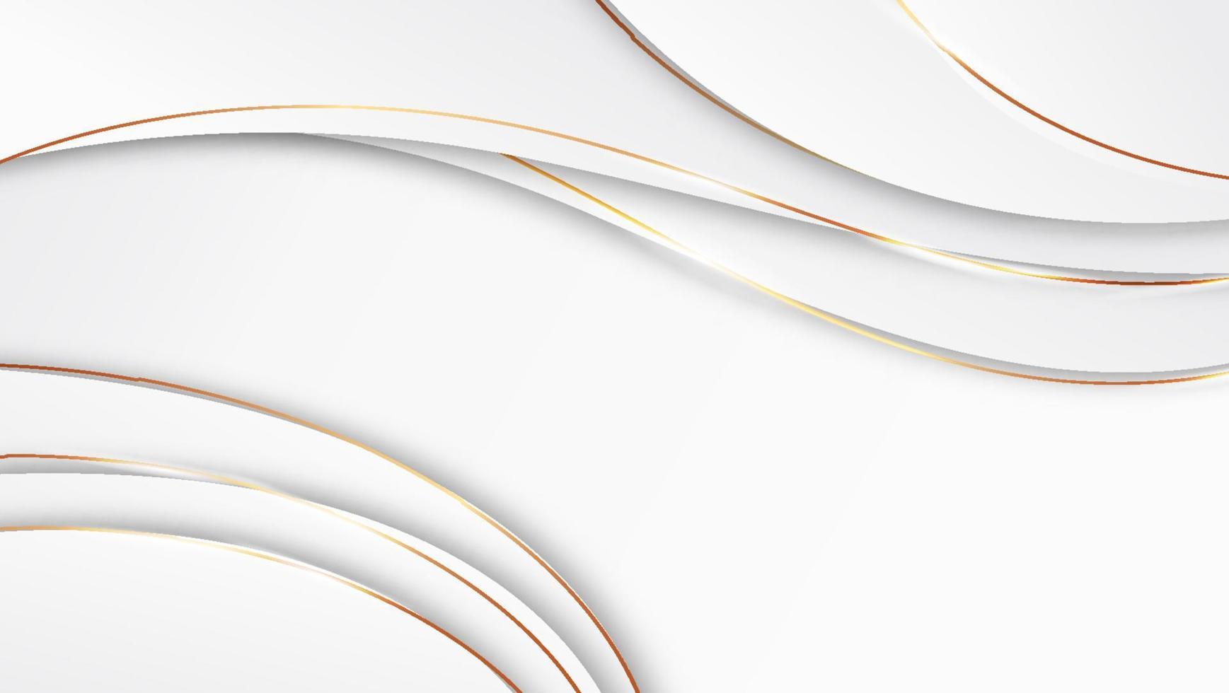 elegante witte overlappende schaduwachtergrond met lijn gouden elementen. realistische luxe papier gesneden stijl 3d modern concept. vector