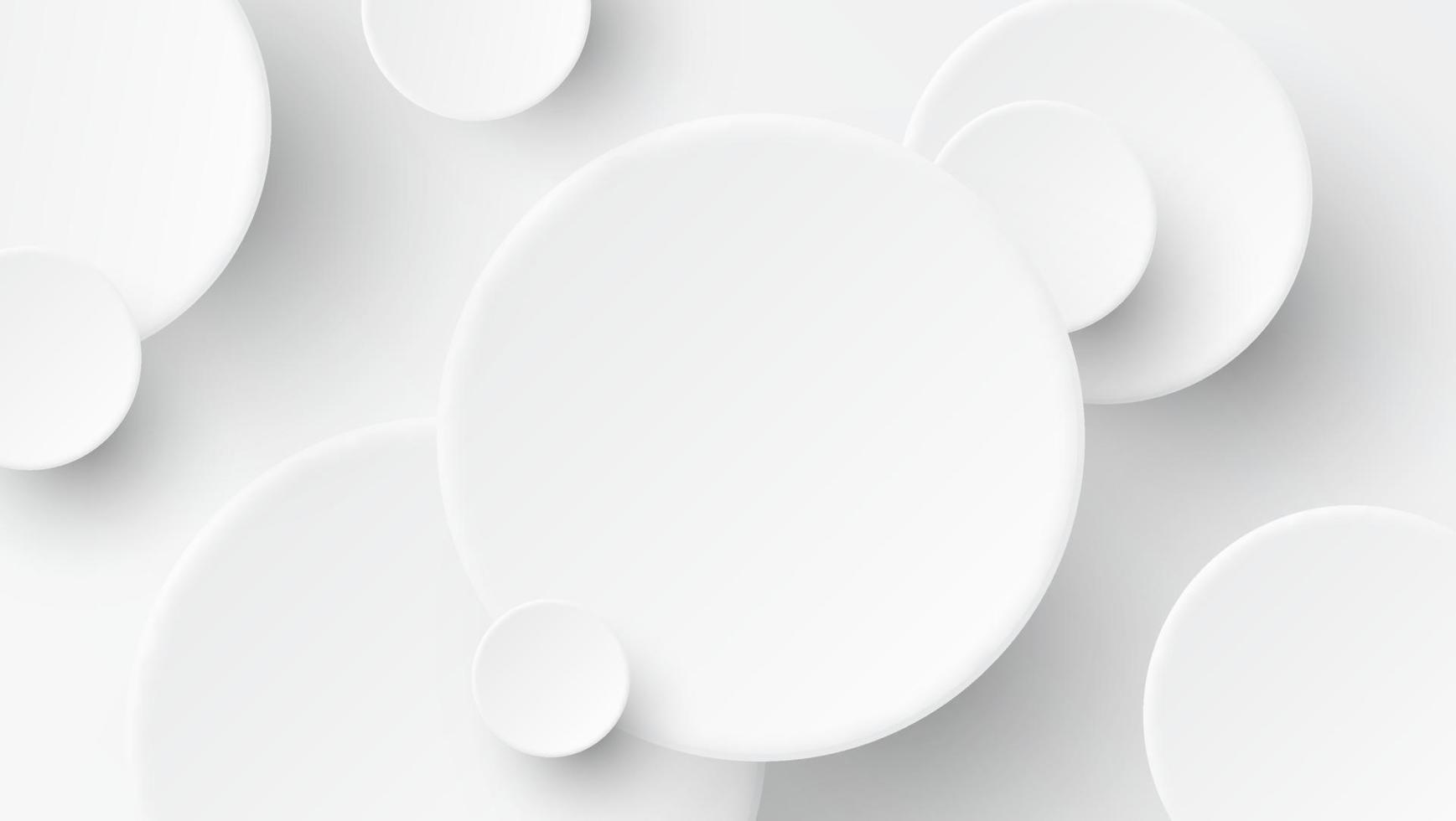 Witboek cirkels met schaduwen op een witte achtergrond. abstracte sjabloon voor bedrijfspresentatie met notitieruimten. vector