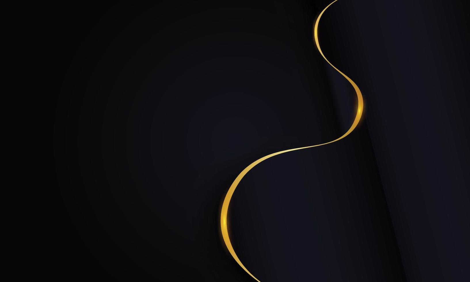 abstract donker zwart papier met gouden lijn achtergrond. vector