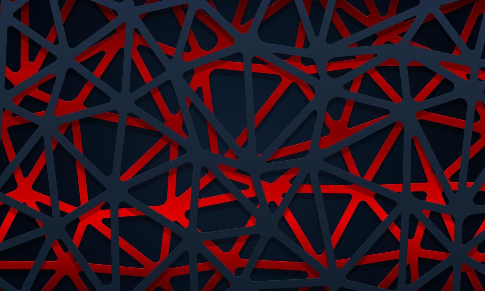 abstracte donkerblauwe en rode geometrische lijnen overlappende laagachtergrond. vector