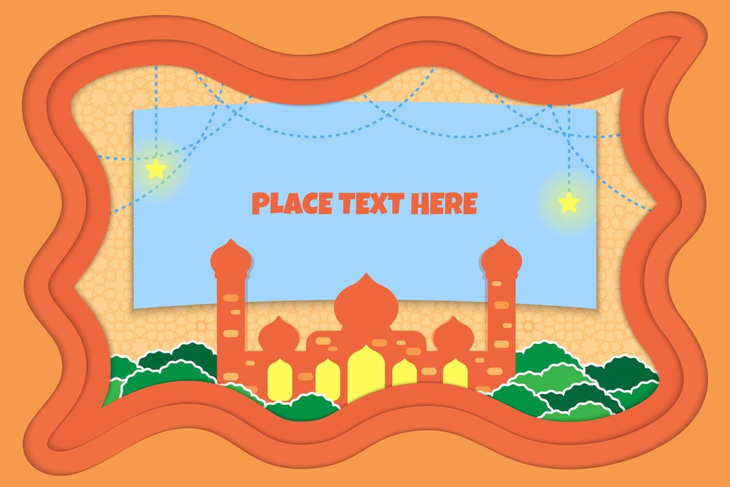 vectorillustratie ramadan papper gesneden stijl voor kinderen, goed voor kinderen wenskaart, kinderen ramadan achtergrond contetn enz. vector