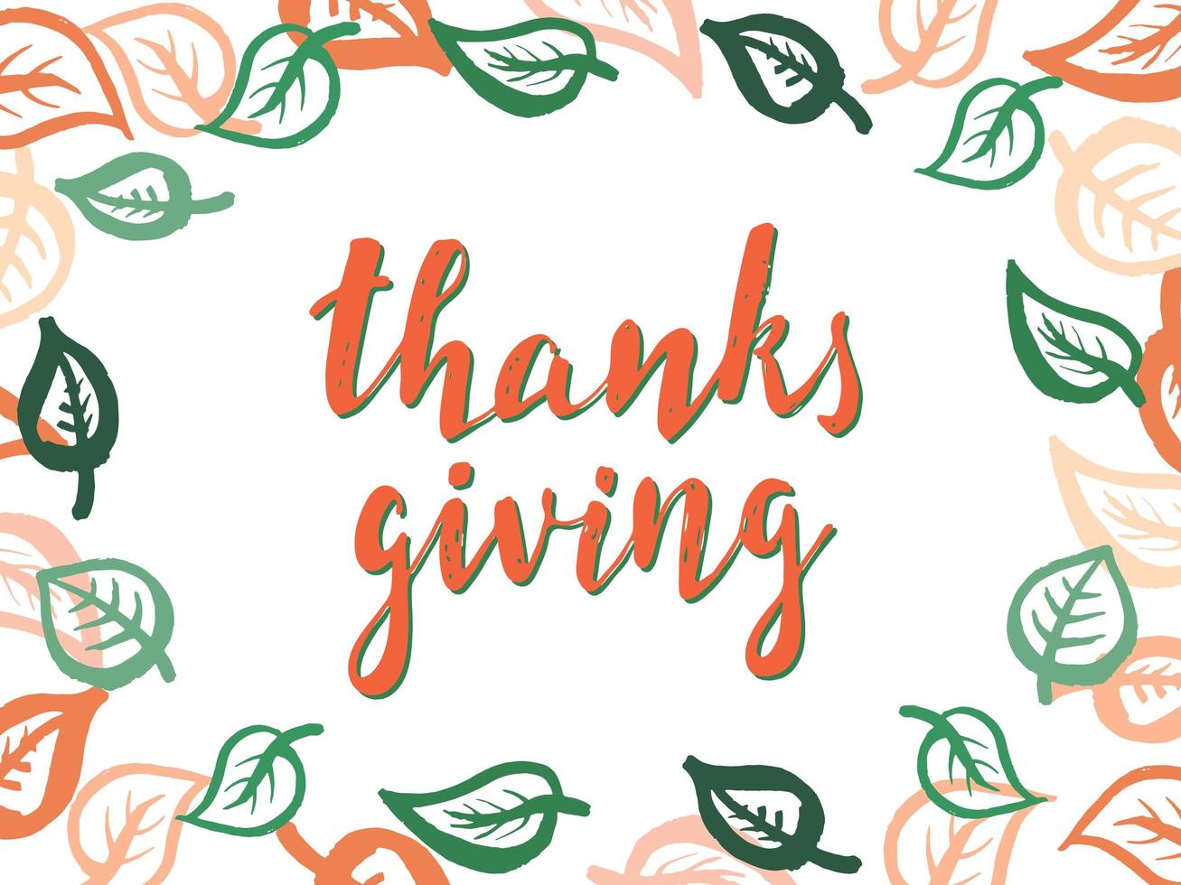 handgetekende happy thanksgiving typografie. kalligrafie belettering vector