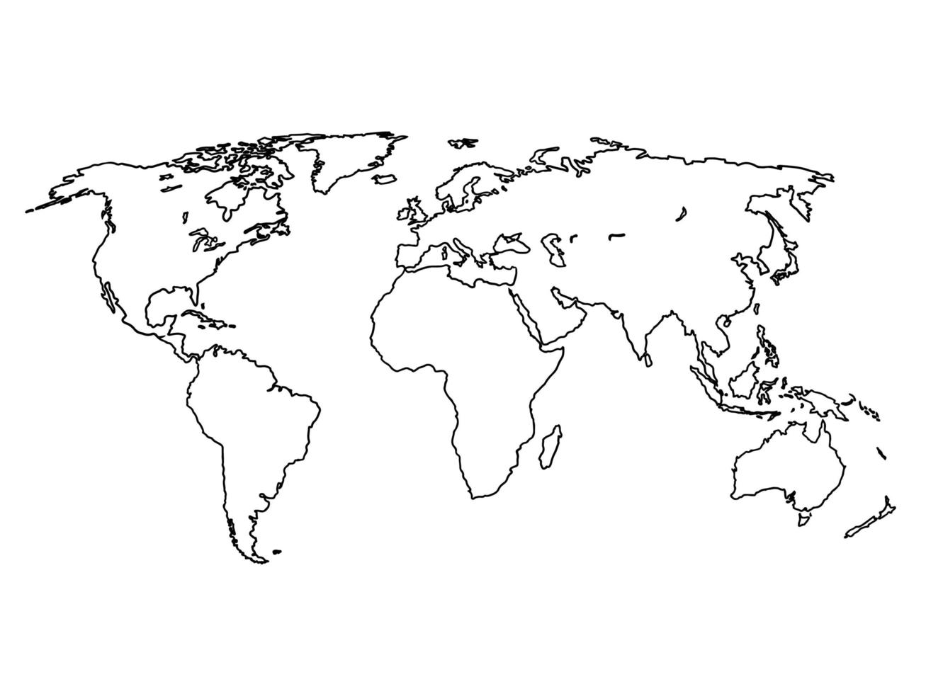 doodle wereldkaart schets. planeet aarde schets vector