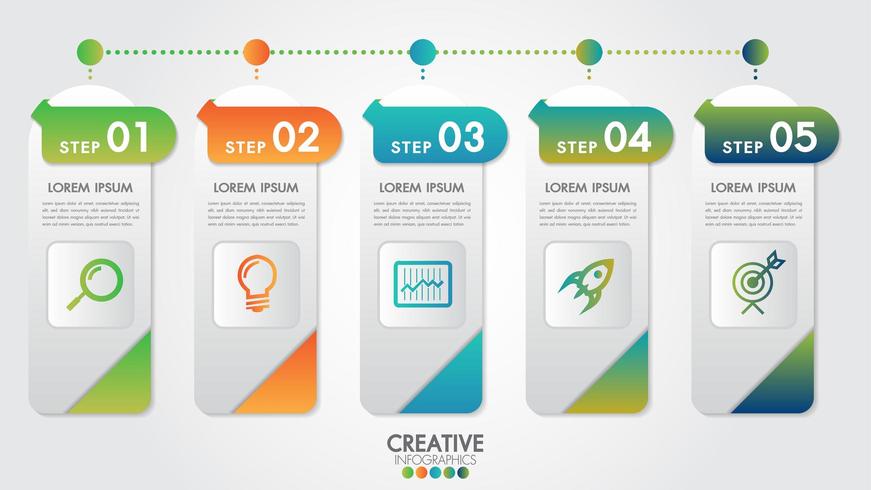 Infographic moderne sjabloon voor het bedrijfsleven met 5 stappen vector