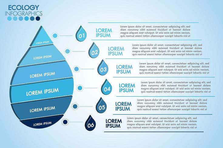 Infographic eco water blauw ontwerp met 6 stappen vector