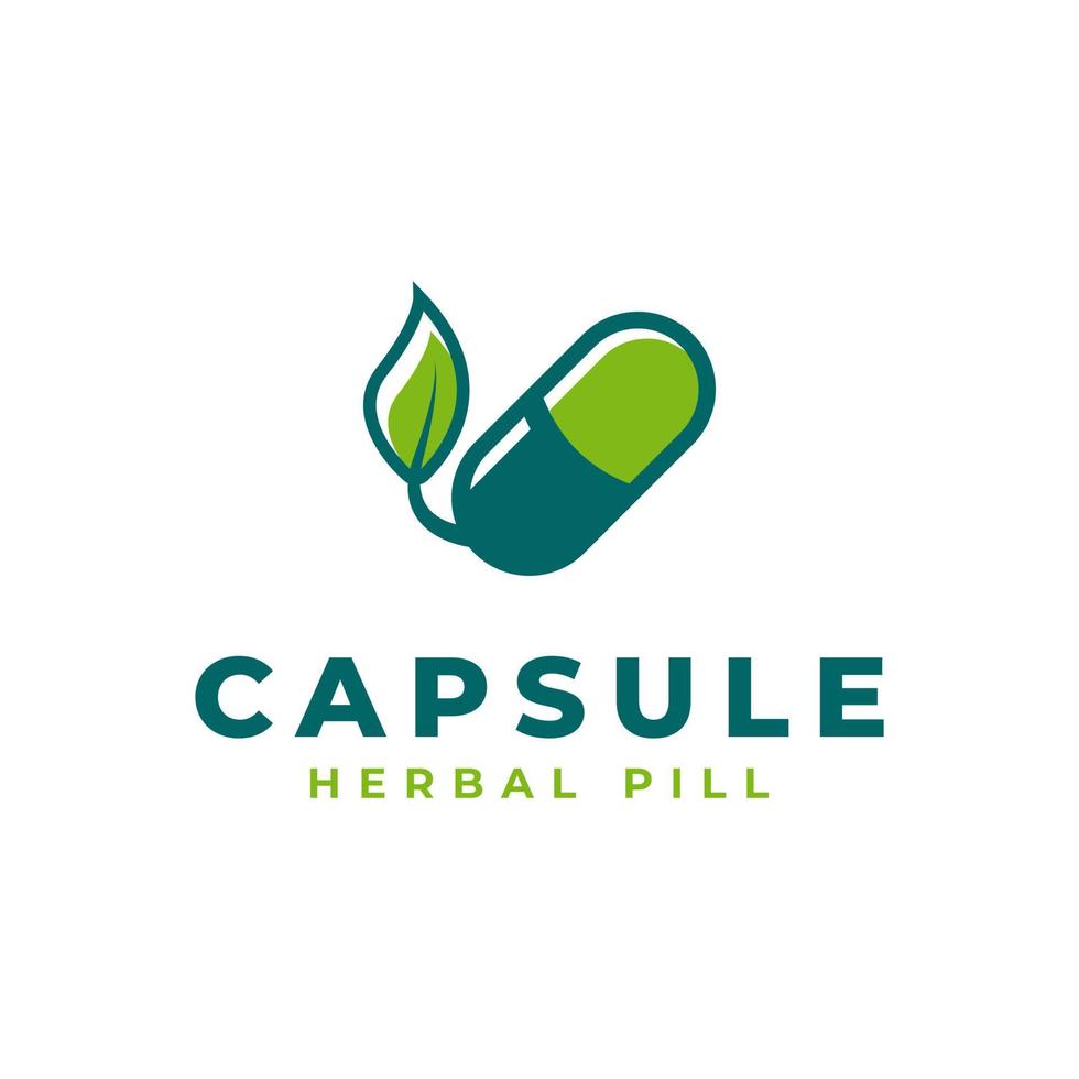 kruiden capsule pil blad geneeskunde drug logo vector ontwerp inspiratie