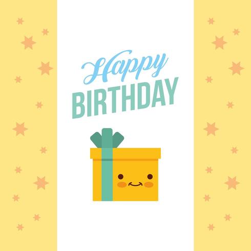 gelukkige verjaardagskaart met kawaii cadeau vector