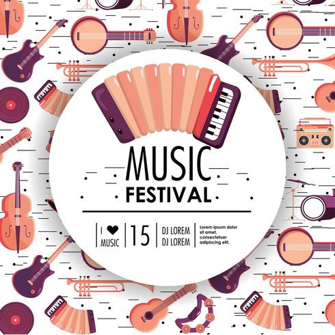 acourdion en instrumenten voor muziekfestival evenement vector