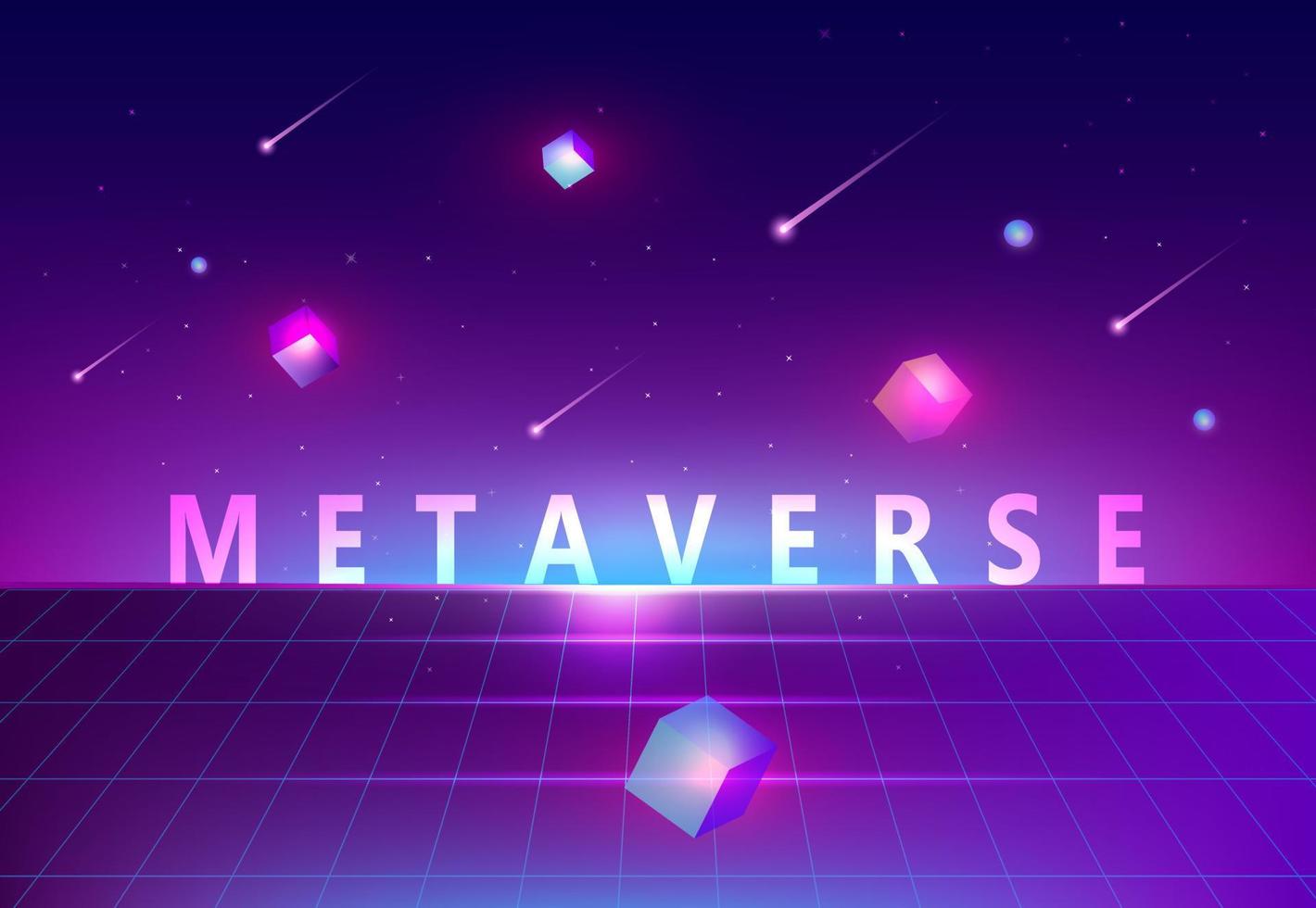 metaverse en blockchain concept, het woord metaverse virtual reality en augmented reality technologie vectorillustratie vector