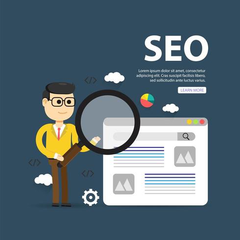 Vlakke illustratie webanalyseontwerp, SEO-optimalisatie vector