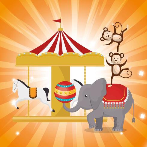 Olifant circusvoorstelling pictogram vector