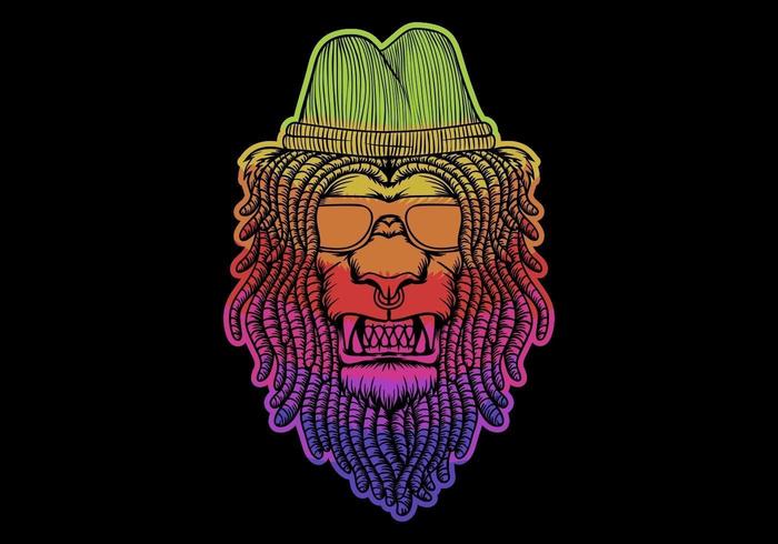 kleurrijke leeuw met dreadlocks die hoed dragen vector