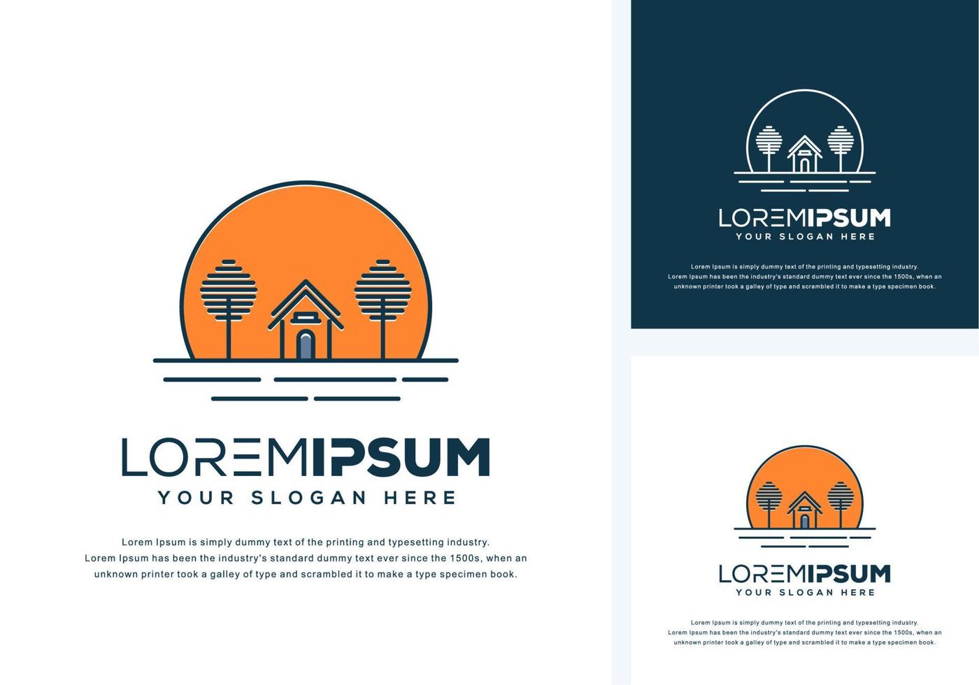 abstract boom en huis logo-ontwerp vector
