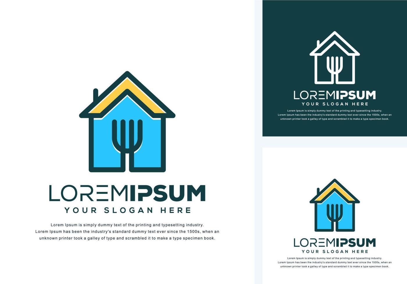 huis en vork logo ontwerp vector