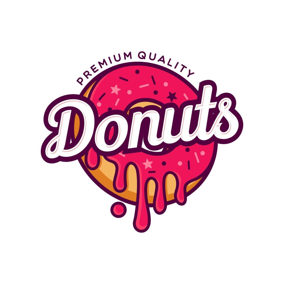 donut donut met koningskroon pictogram logo ontwerp in moderne trendy cartoon lijnstijl clip art afbeelding vector