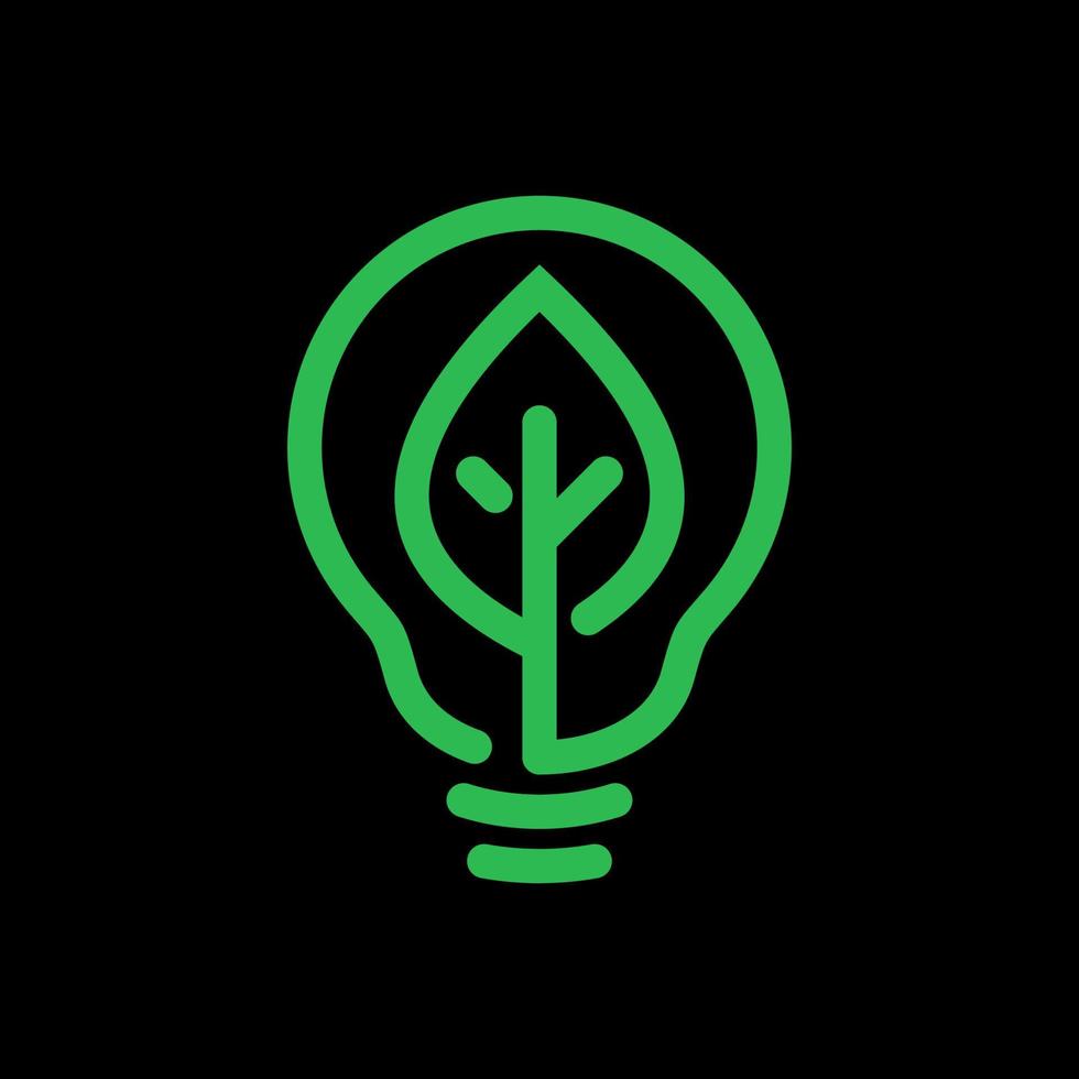 ecologie gloeilamp met bladlogo. energiebesparende lamp symbool, icoon. eco-vriendelijk, eco-wereld, groen blad, symbool voor spaarlamp vector