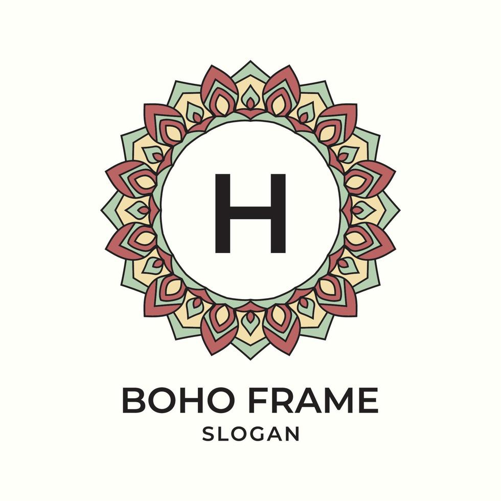 letter h mandala boho frame vintage design element vector