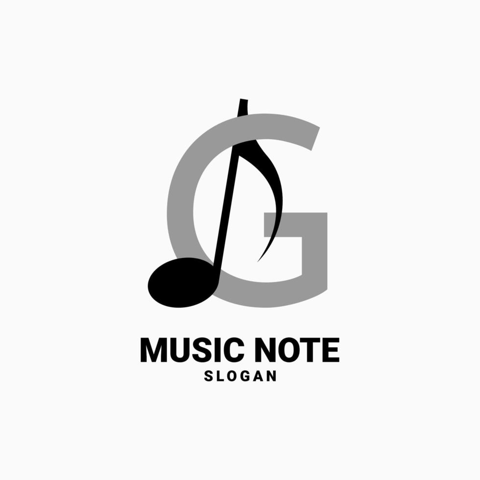 letter g met muzieknoot vector logo-ontwerp