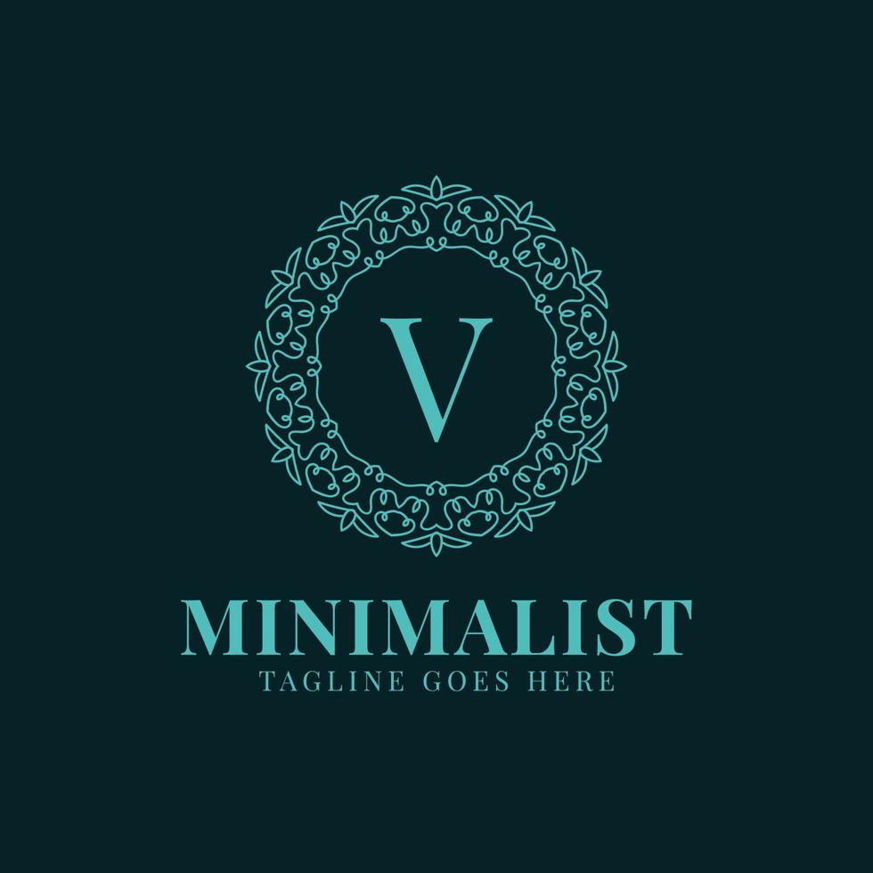 letter v minimalistische cirkel kant decoratie vector logo ontwerp