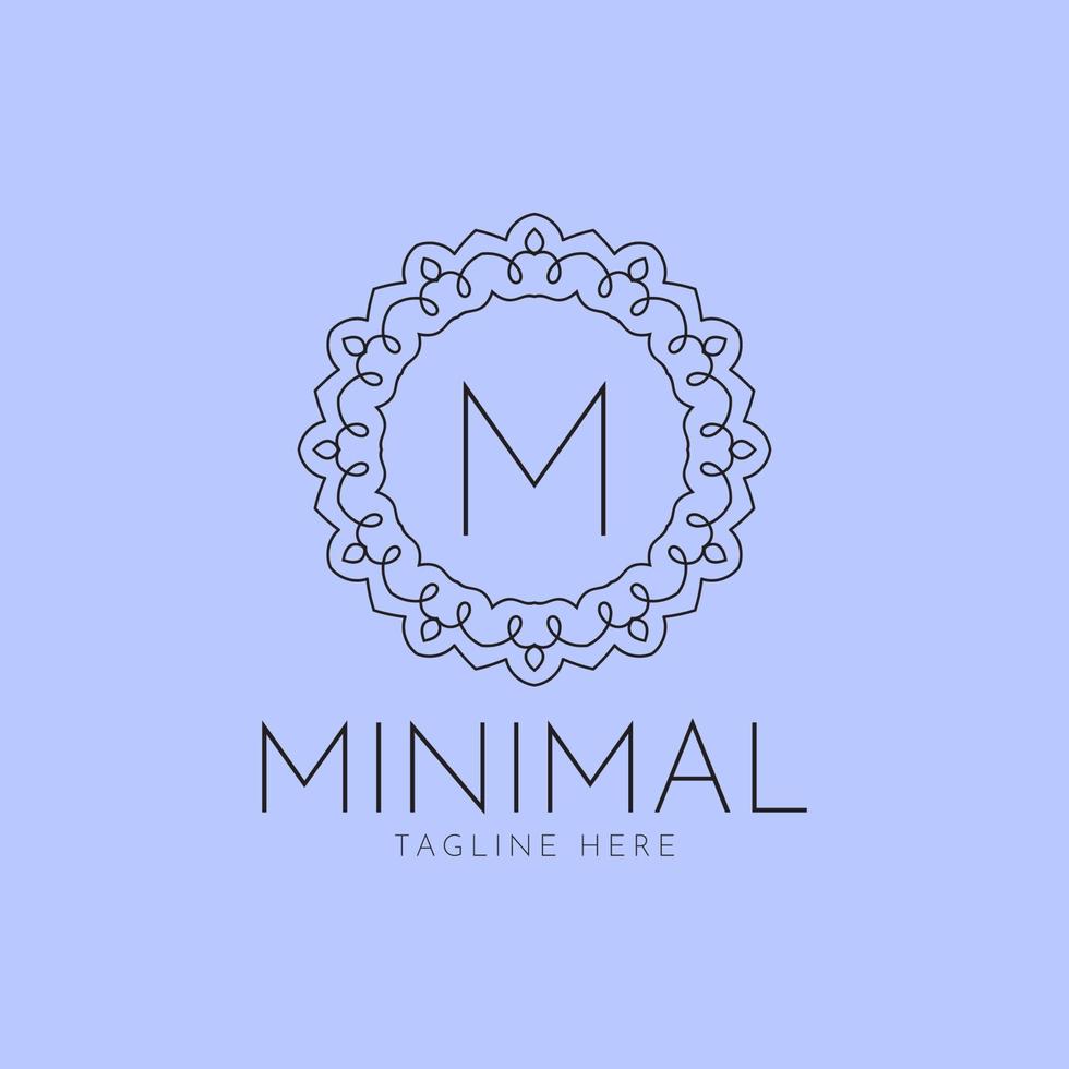 letter m minimalistische vintage cirkel frame vector logo ontwerp