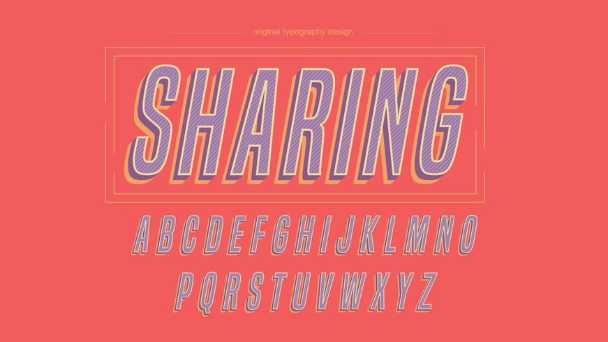 Paars cursief vet Artistiek lettertype met diagonale strepen vector