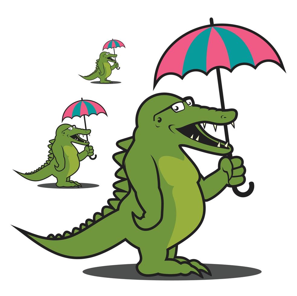 grappige aligator met paraplu illustratie vector. vector