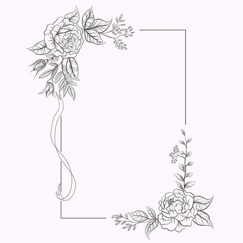 Frame met bloemen in de hoeken voor bruiloft uitnodiging vector