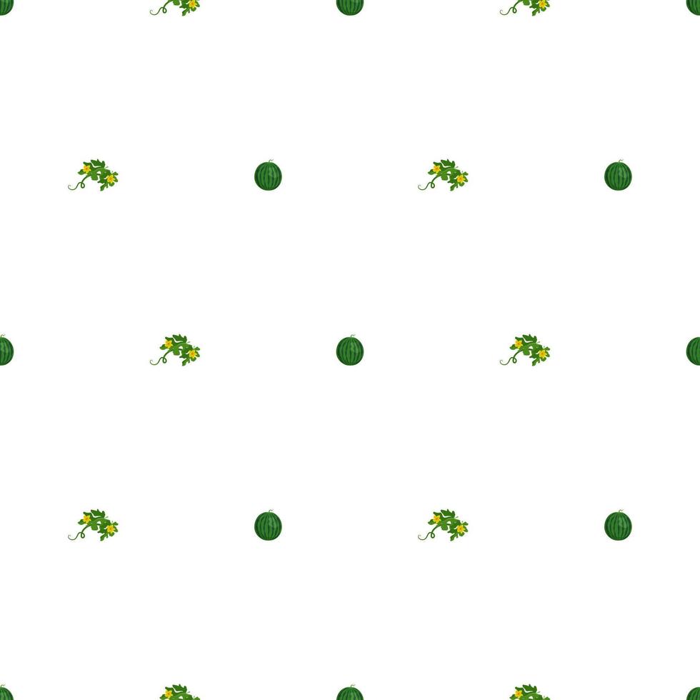 naadloos schattig patroon met gestreepte watermeloenen en bloemen. zomer print zoetheid, sappig voedsel op witte achtergrond. platte vectorillustratie vector