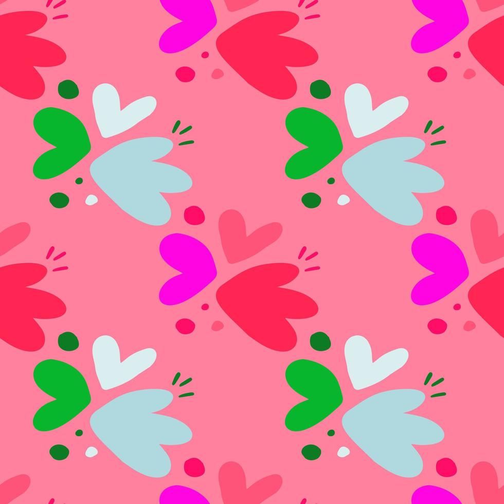 kinderachtig patroon met bloemen naadloos patroon. creatief abstract hartvormbehang. vector