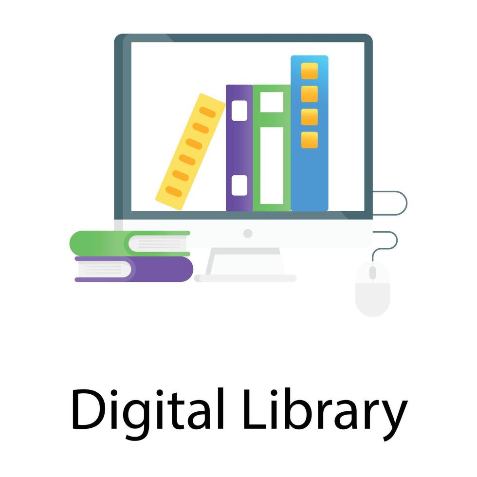 digitale bibliotheek in bewerkbare stijlvector, ebooks vector