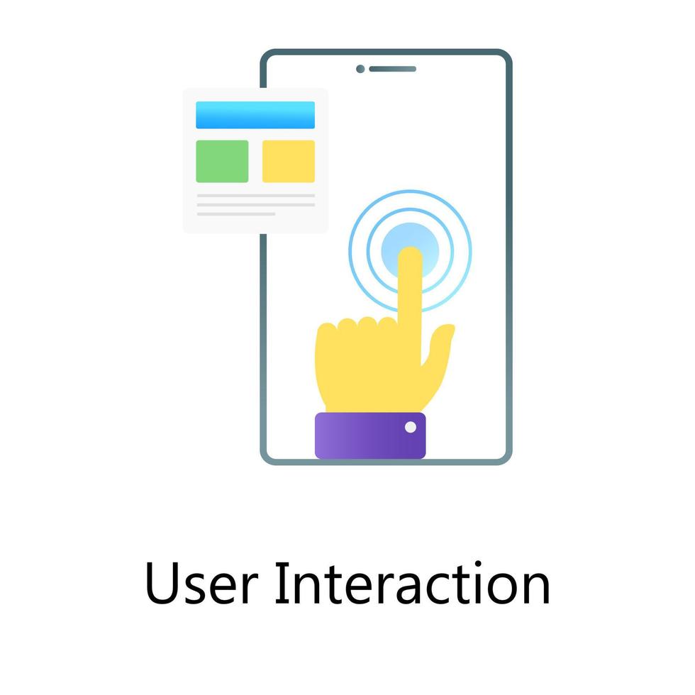 vinger vegen op smartphonescherm met gebruikersinteractievector in gradiëntstijl vector