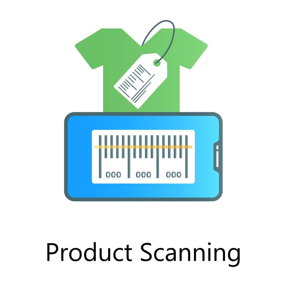 barcodetag met winkelitem, gradiënt conceptualiserende vector van productscanning