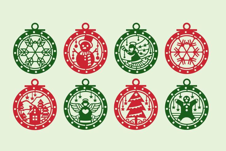 Rode en groene kerst ornament set vector