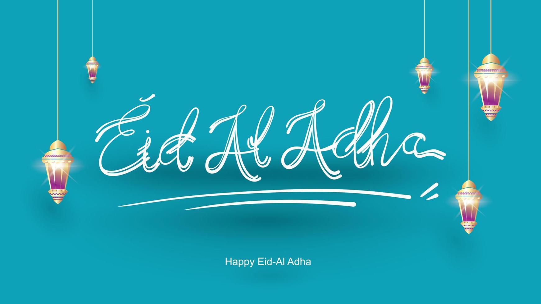 eid al-adha handgeschreven letters. mooi tekstontwerp voor voor grafische poster, wenskaart etc.begroeting vectorillustratie vector