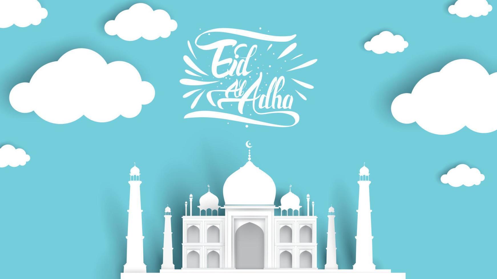 moslim vakantie eid al-adha. het offer een ramschaap. mooie tekst handgeschreven belettering ontwerp voor voor grafische poster, wenskaart etc.begroeting vectorillustratie vector