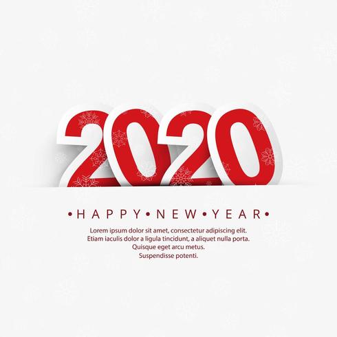 Mooie 2020 nieuwjaar papier gesneden kaart vector