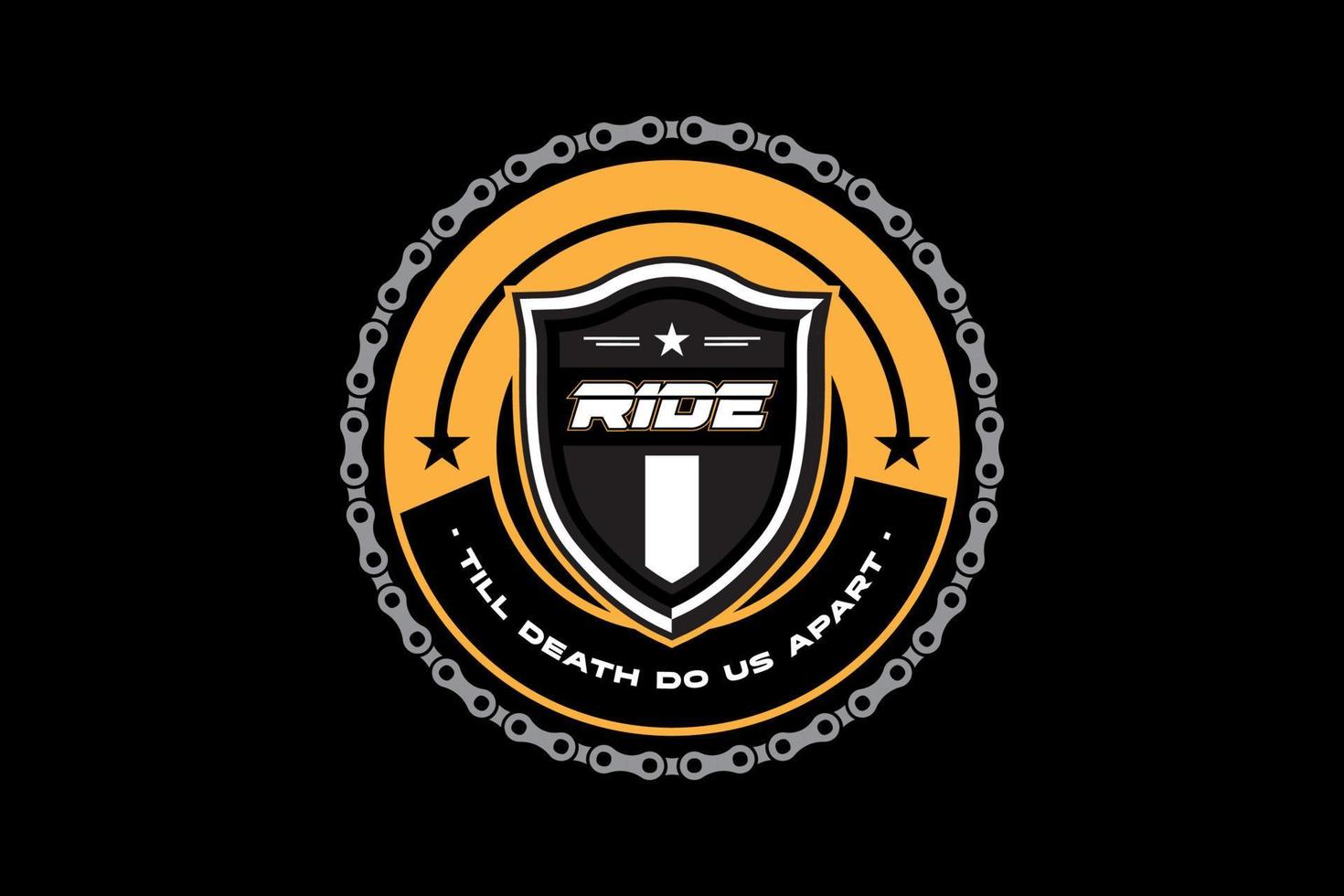 vintage rider logo badge met fietsketting retro stijl logo afbeelding vector