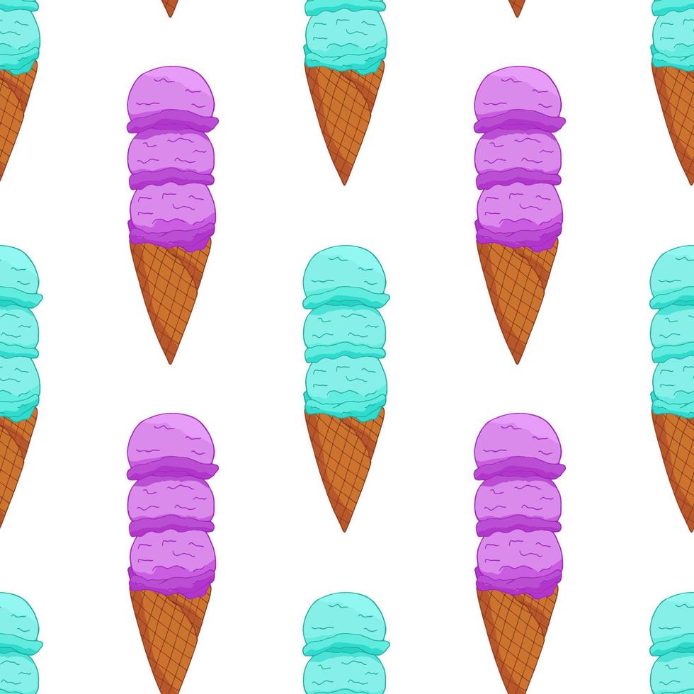 zoete naadloze patroon. cartoon kleurrijke kegel ijs patroon voor behang ontwerp. vector
