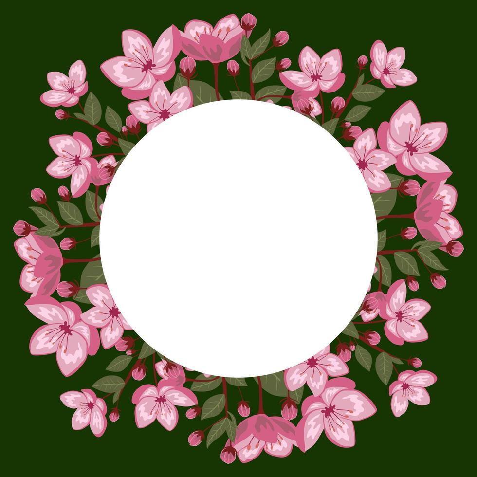 schattige lente kersenbloesem vector frame illustratie