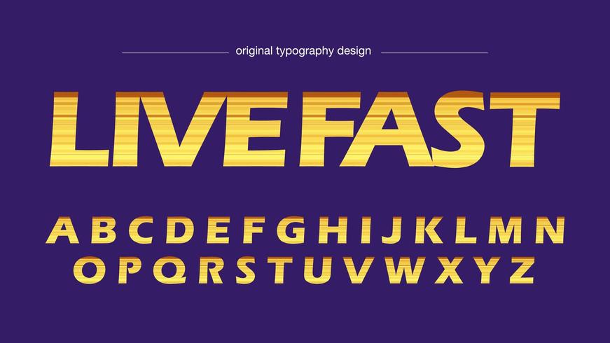 Gele lijnen tinten artistieke lettertype vector