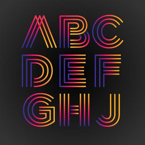 Kleurrijke lijnen abstracte hoofdletters lettertype vector