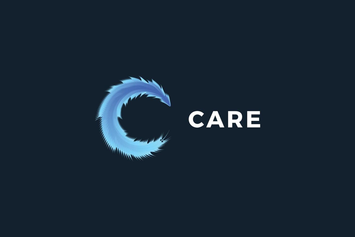 letter c veer staart blauw creatief logo vector