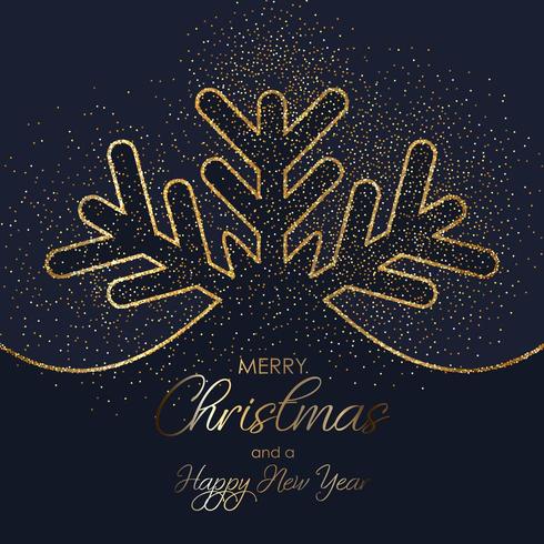 Glitter Kerst sneeuwvlok achtergrond vector