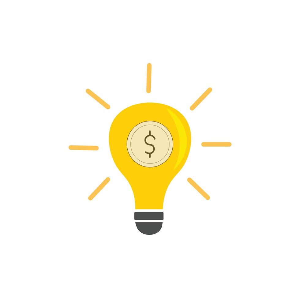 illustratie van gloeilamp bedrijfsidee in platte minimalisme stijl vector financiële lamp icoon met een dollarteken.
