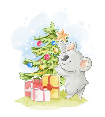 Koala kerstboom versieren vector