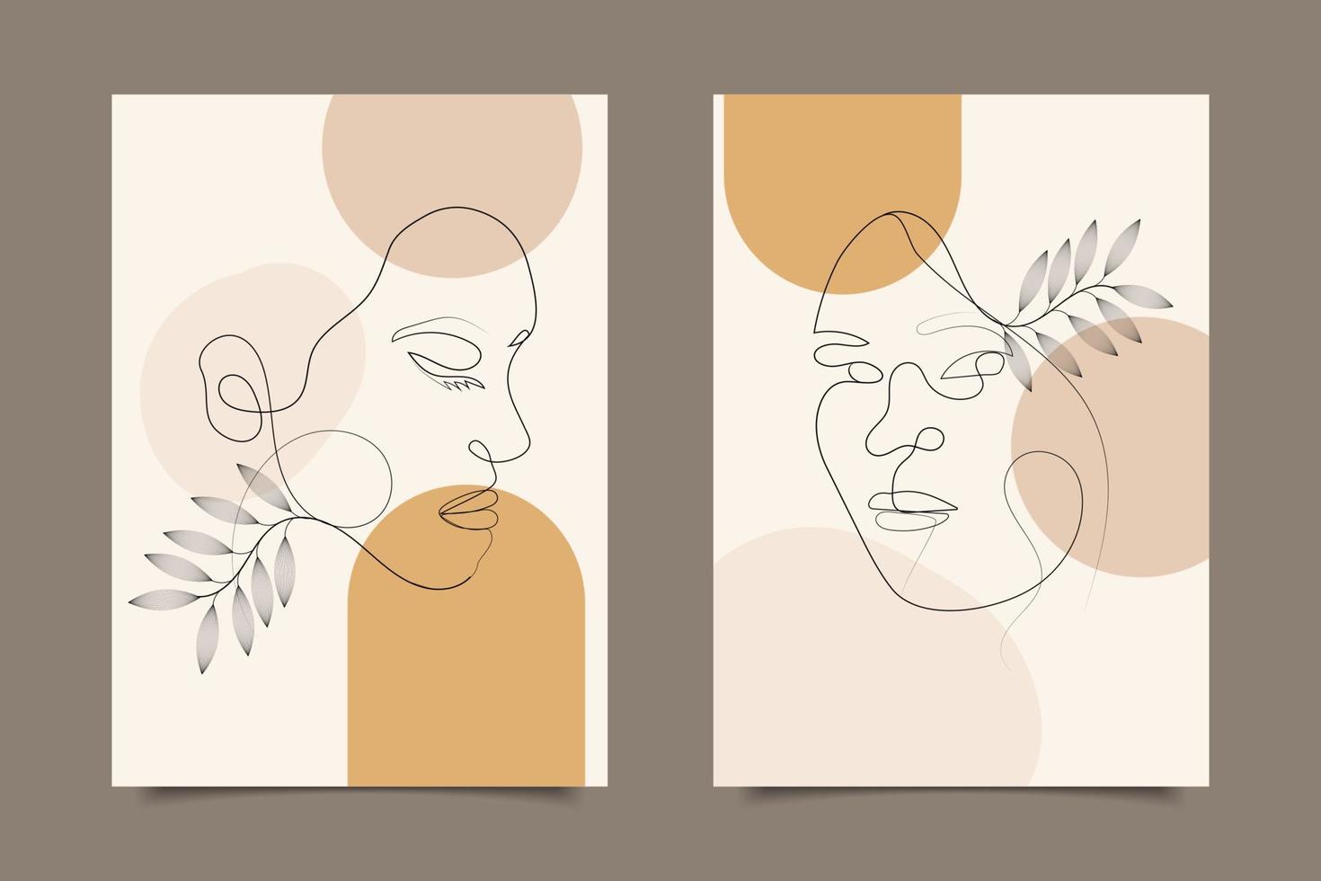 vrouwen tekenen gezicht pose een lijn collectie vector