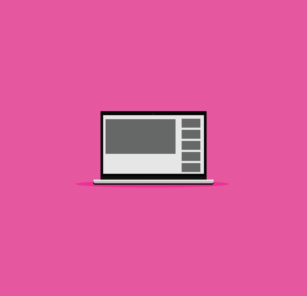 laptop cartoon illustratie vector op roze achtergrond