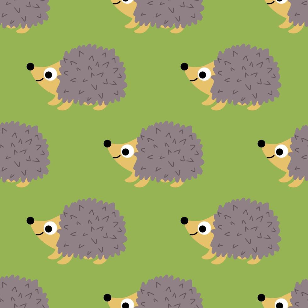 hegehogacute cartoon egel in vlakke stijl naadloze patroon. bos dierlijke achtergrond. vector